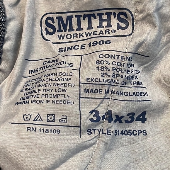 Smith's Workwear Stretch Relaxed Fit Carpenter Jean Dark Blue Size 34x34 - Picture 13 of 14